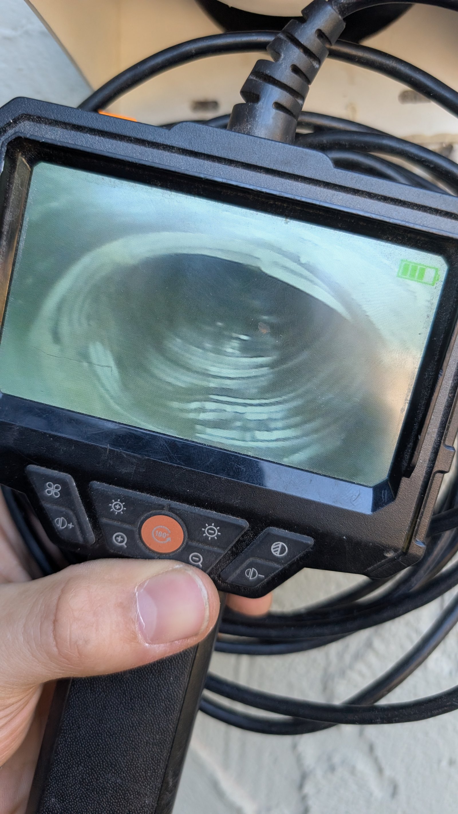 Checking the line from the inside with the camera